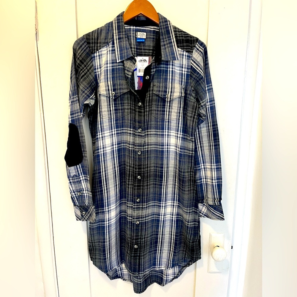Kavu Womens Plaid Flannel Button Up Dress Size Small